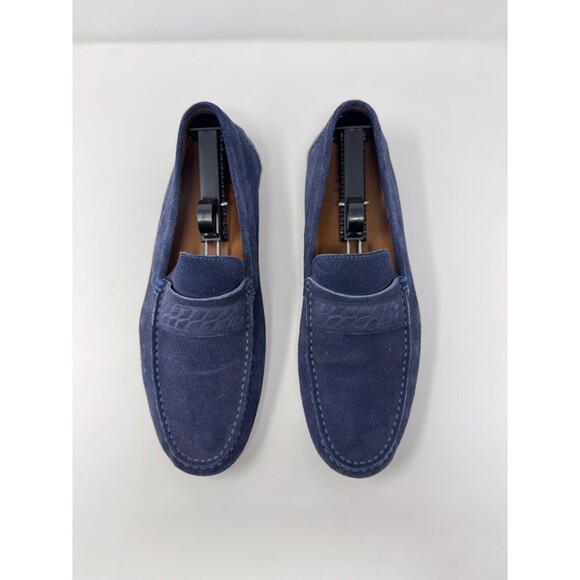 Aquatalia Men Shoes Blue Leather Penny Loafer Slip On Italian Suede Driving US 9 main image 9